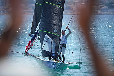 United States sailing team during men's skiff race